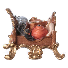 Elephant saddle with goods for Original Nativity scene in painted wood, Valgardena 12 cm