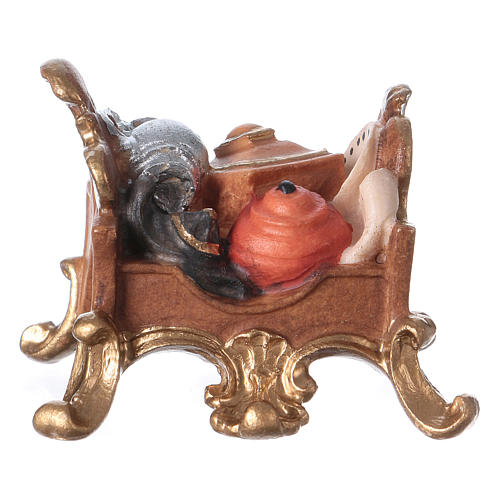 Elephant saddle with goods for Original Nativity scene in painted wood, Valgardena 12 cm 1