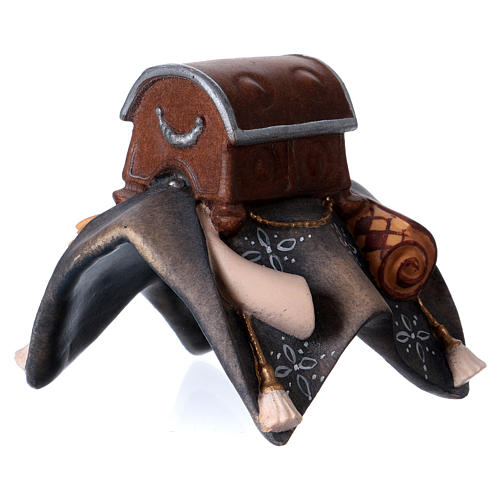 Elephant saddle with bags, 12 cm nativity Original, in painted Valgardena wood 4