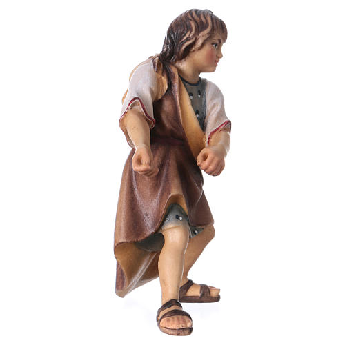 Enfant qui tire bois crèche Original bois peint Val Gardena 12 cm 3