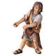 Enfant qui tire bois crèche Original bois peint Val Gardena 12 cm s1