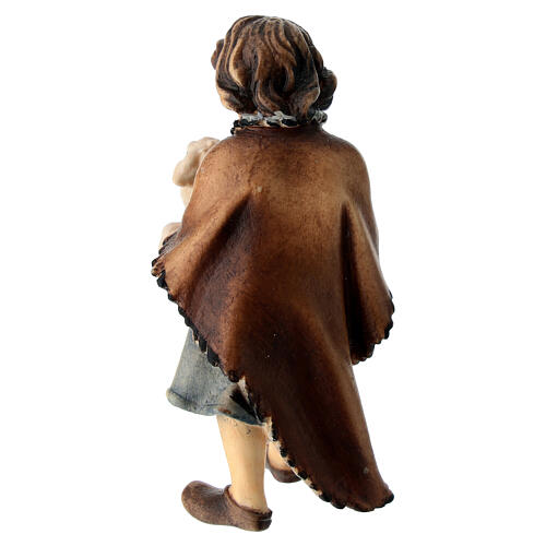 Boy with lamb Original Nativity Scene in painted wood from Valgardena 10 cm 4