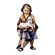 Niño con cordero belén Original madera pintada Val Gardena 10 cm de altura media s1