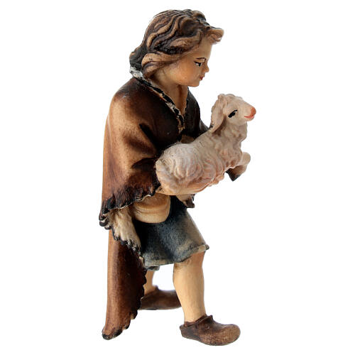 Enfant avec agneau crèche Original bois peint Val Gardena 10 cm 3