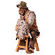 Berger assis tondant un mouton crèche Original en bois peint Val Gardena 12 cm s2