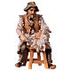 Pecoraio seduto presepe Original legno dipinto Valgardena 12 cm s1