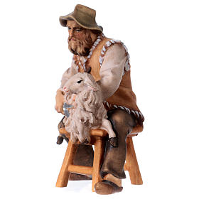 Pastor sentado madeira pintada Val Gardena presépio Original 12 cm