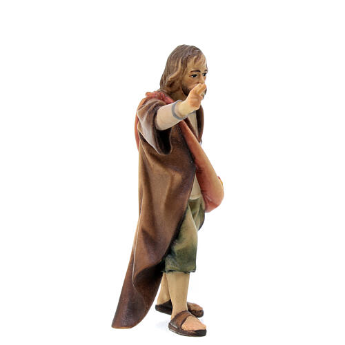 Shepherd Pointing, 10 cm Original Nativity model, in painted Valgardena wood 3