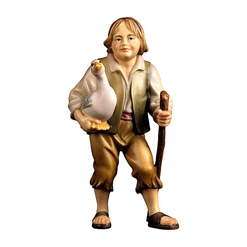 Menino com ganso presépio madeira pintada Original Val Gardena 10 cm 1