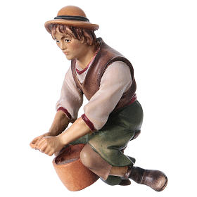 Pastore mungente presepe Original legno dipinto Valgardena 12 cm