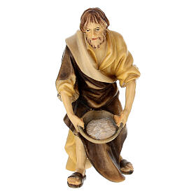 Shepherd with Salt Figurine, 10 cm Original Nativity model, in painted Valgardena wood