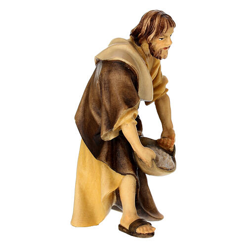 Shepherd with Salt Figurine, 10 cm Original Nativity model, in painted Valgardena wood 2