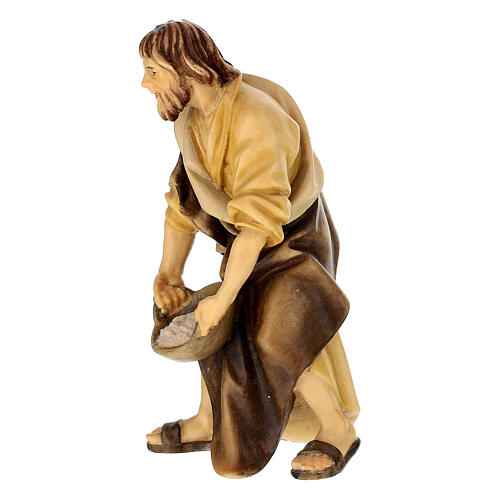 Shepherd with Salt Figurine, 10 cm Original Nativity model, in painted Valgardena wood 3