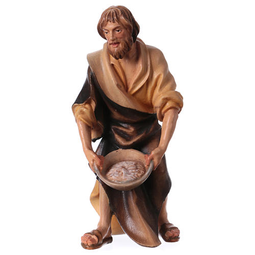 Peasant with Salt, 12 cm Original Nativity model, in painted Valgardena wood 1