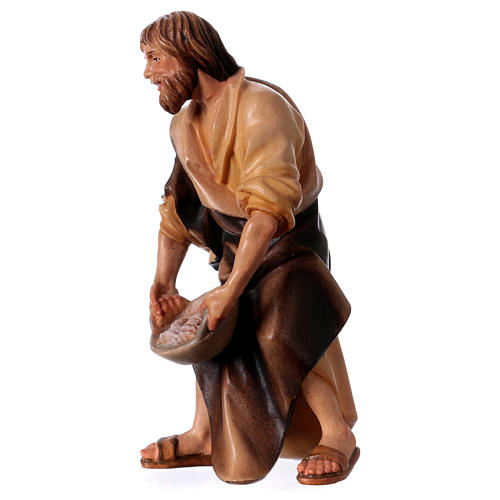 Peasant with Salt, 12 cm Original Nativity model, in painted Valgardena wood 2