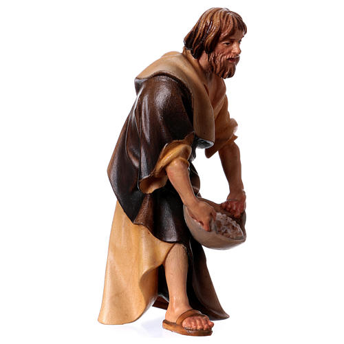 Peasant with Salt, 12 cm Original Nativity model, in painted Valgardena wood 3