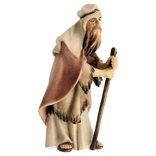 Old farmer with stick Original Nativity Scene in painted wood from Valgardena 10 cm 3
