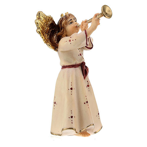 Ángel con trompeta belén Original madera pintada Val Gardena 10 cm de altura media 4