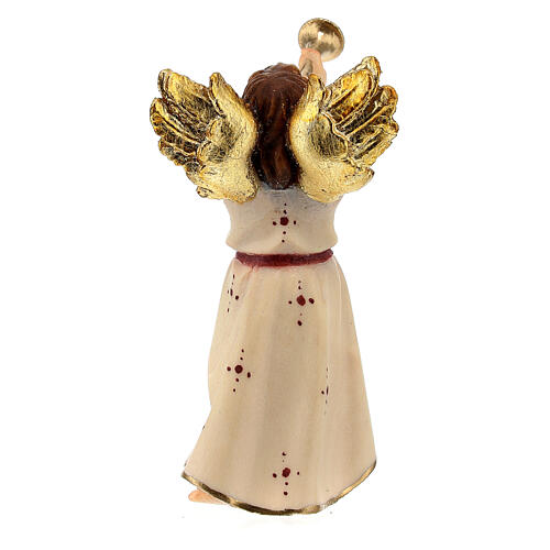 Angel Playing Trumpet, 10 cm Original Nativity model, in painted Valgardena wood 3