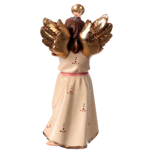 Angel with Trumpet, 12 cm Original Nativity model, in painted Valgardena wood 4