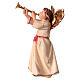 Angel with Trumpet, 12 cm Original Nativity model, in painted Valgardena wood s2