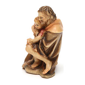 Pastore inginocchiato con bambino presepe Original legno Valgardena 10 cm