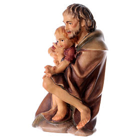 Shepherd Kneeling Holding Child, 12 cm Original Nativity model, in painted Valgardena wood