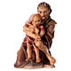 Shepherd Kneeling Holding Child, 12 cm Original Nativity model, in painted Valgardena wood s1