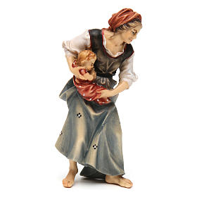 Woman farmer with baby Original Nativity Scene in painted wood from Valgardena 12 cm