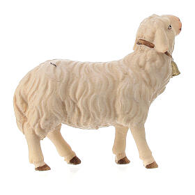 Mouton avec clochette crèche Original bois peint Val Gardena 10 cm