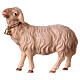 Mouton avec clochette au cou crèche Original bois peint Val Gardena 12 cm s1