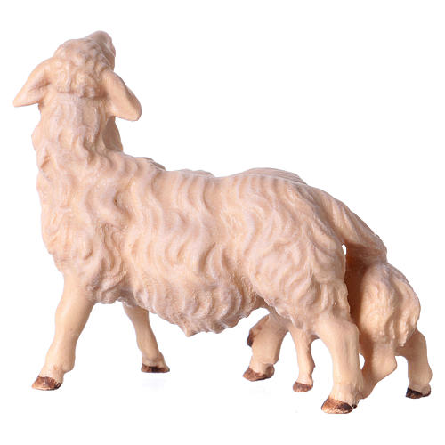 Mouton avec petit agneau crèche Original bois peint Val Gardena 12 cm 3