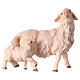 Mouton avec petit agneau crèche Original bois peint Val Gardena 12 cm s1