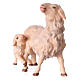 Mouton avec petit agneau crèche Original bois peint Val Gardena 12 cm s2