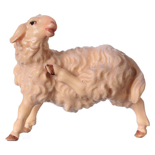 Mouton qui se gratte pour crèche Original bois peint Val Gardena 12 cm 1