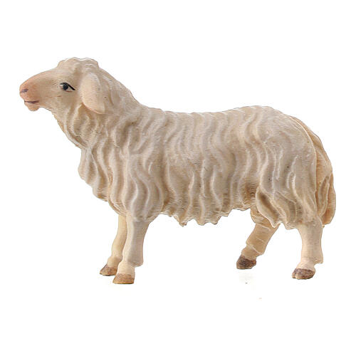 Sheep Looking Forward, 10 cm Original Nativity model, in painted Valgardena wood 1