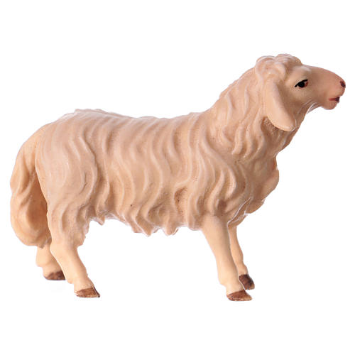 Mouton qui regarde devant lui pour crèche Original bois peint Val Gardena 12 cm 2