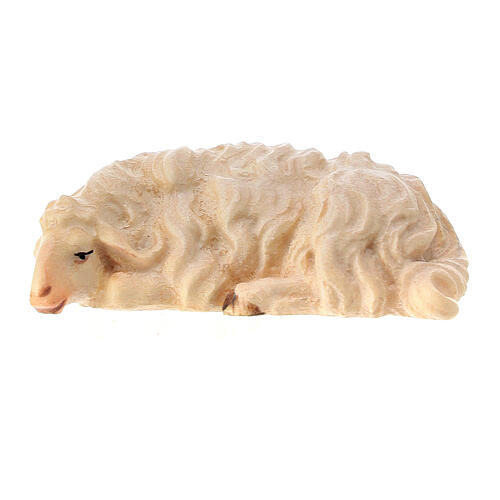 Mouton qui dort crèche Original bois peint Val Gardena 10 cm 1