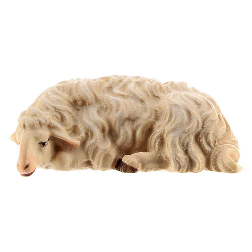 Mouton qui dort pour crèche Original bois peint Val Gardena 12 cm 1