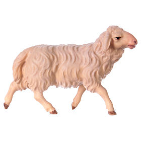 Mouton qui court crèche Original bois peint Val Gardena 10 cm