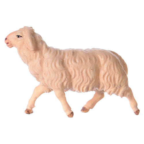 Running White Sheep, 12 cm Original Nativity model, in painted Valgardena wood 2
