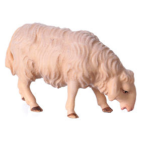 White Sheep Grazing, 12 cm Original Nativity model, in painted Valgardena wood