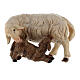 Schaf beim Säugen 10cm Grödnertal Holz Mod. Original s1