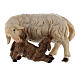 Sheep Nursing Lamb, 10 cm Original Nativity model, in Valgardena wood s1