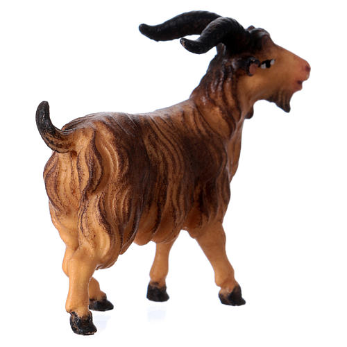 Brown Horn Goat, 12 cm Original Nativity model, in painted Valgardena wood 3