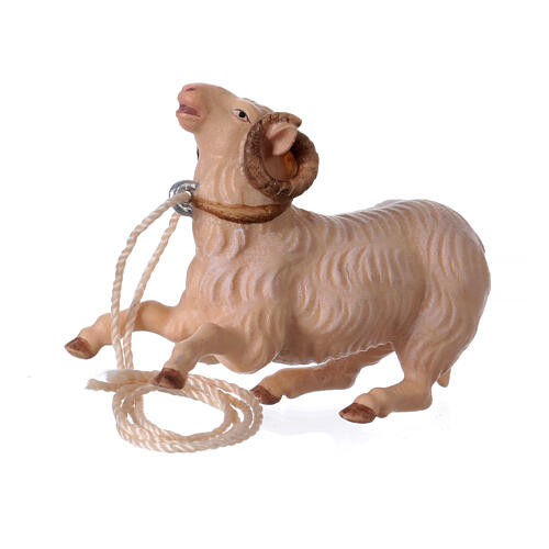 Schafbock kniend, Holz coloriert, für 10 cm Original-Krippe, Grödner Kunsthandwerk 4