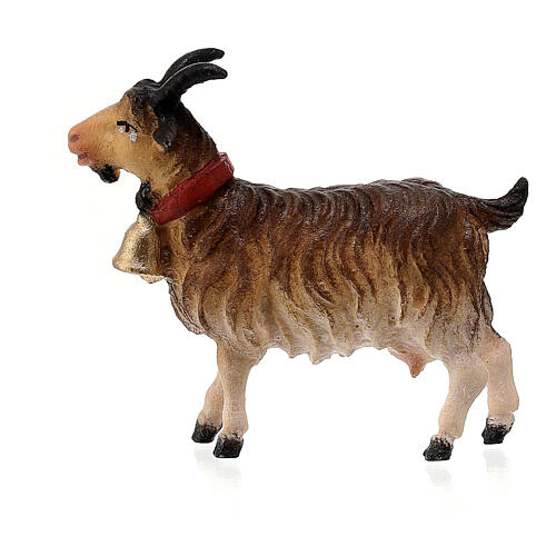 Goat with Bell, 10 cm Original Nativity model, in painted Valgardena wood 1