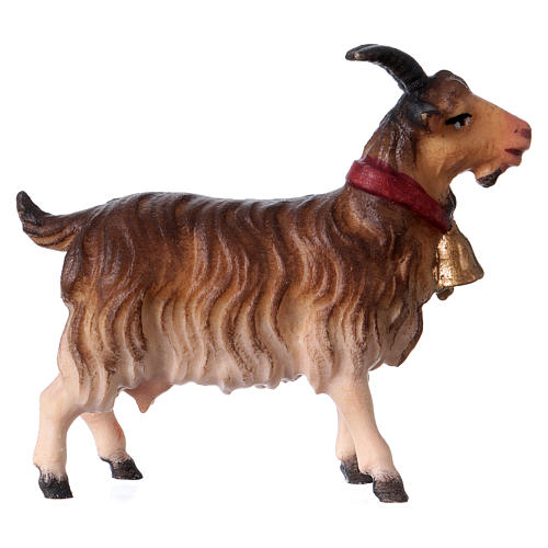 Cabra con campanilla belén Original madera pintada Val Gardena 12 cm de altura media 2