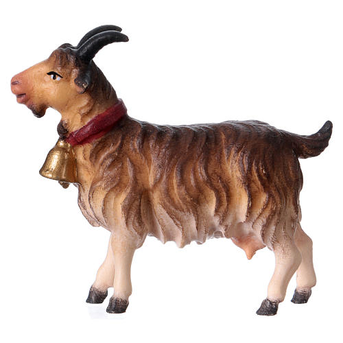 Chèvre avec clochette pour crèche Original bois peint Val Gardena 12 cm 3