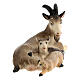 Lying goat with two kids Original Nativity Scene in painted wood from Valgardena 10 cm s2